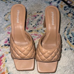 Jeffrey Campbell nude quilted cushion open toed pulp mule